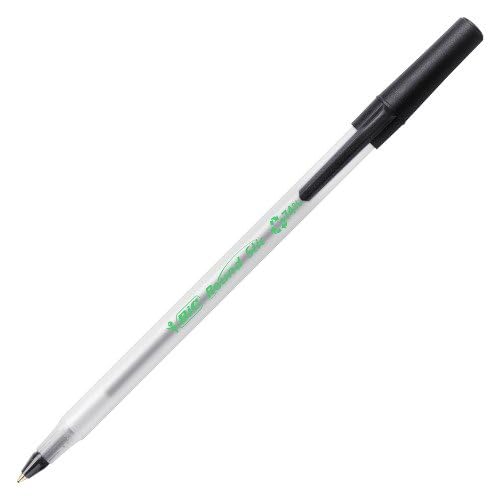 BIC Round Stic ECOlutions Ballpoint Pens - 60 Count Box - Black Ink, Medium 1.0mm Point