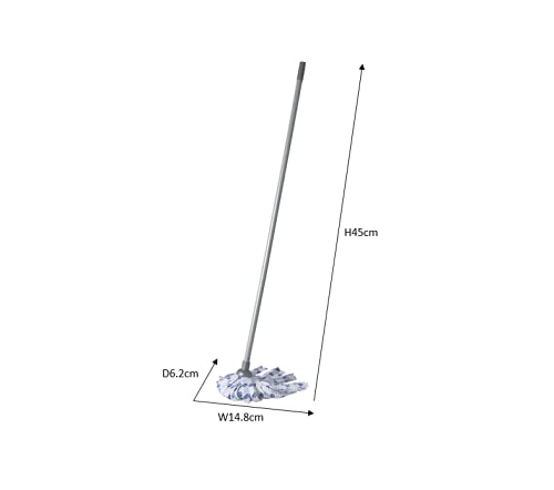 Addis Cloth Mop with 3 Piece Handle | Versatile Strands | Blue, White & Metallic-grey 5