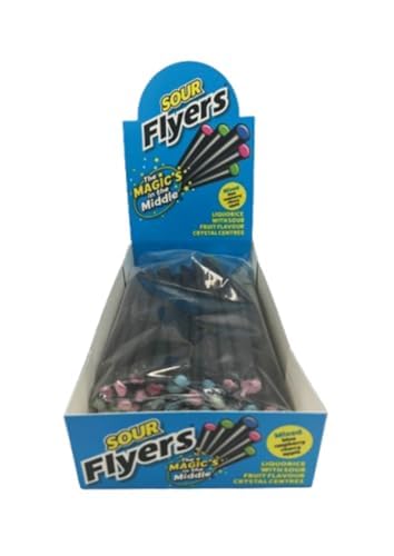 Stockley's Giant Sour Laquorice Flyers – 40 Sticks mit sauren Fruchtkristallen | Vegane Kaubonbons