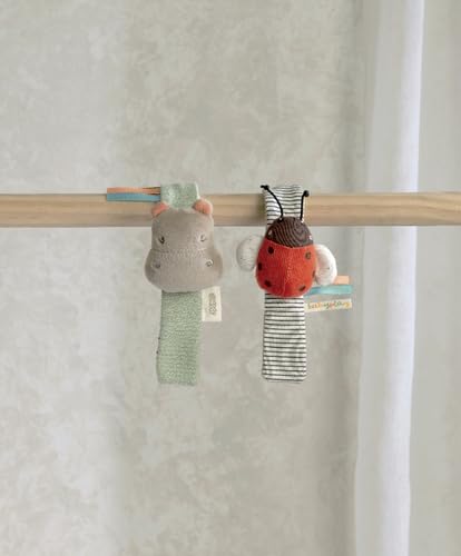 Mamas & Papas Babyplay Hippo/Ladybird Wrist Rattle 2-Pack - Suitable from Birth