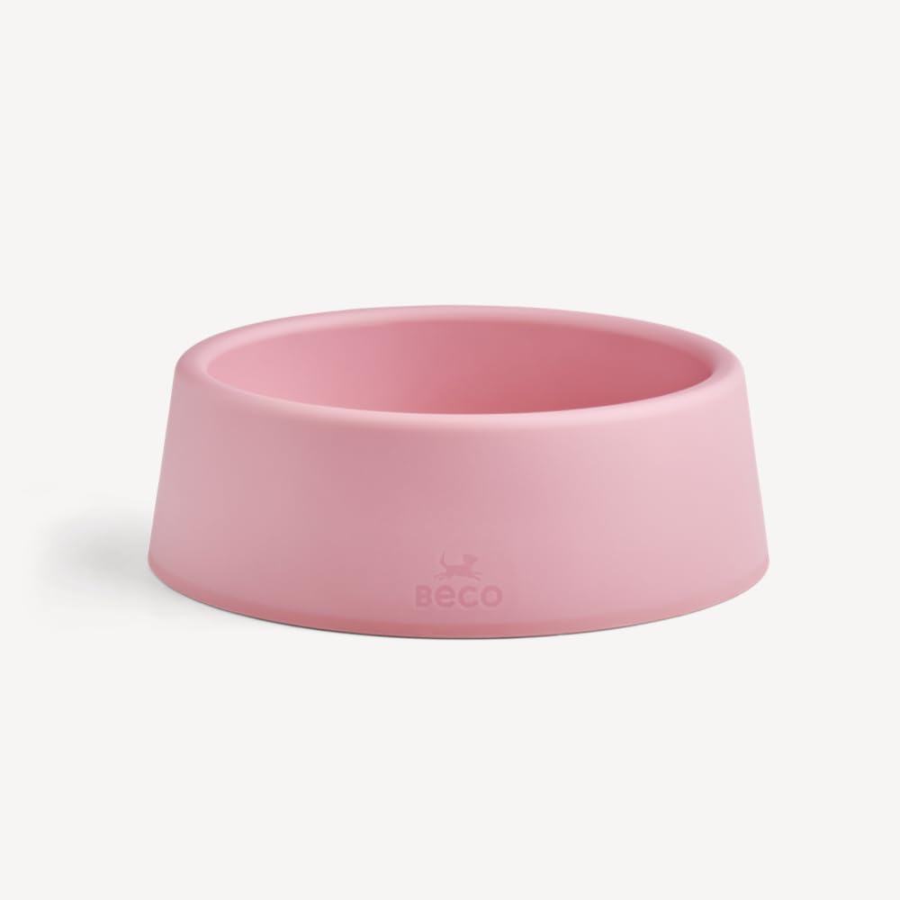 Beco Steady Dog Bowl - Recycled Plastic | Small Size | Candy Pink | Non-Slip