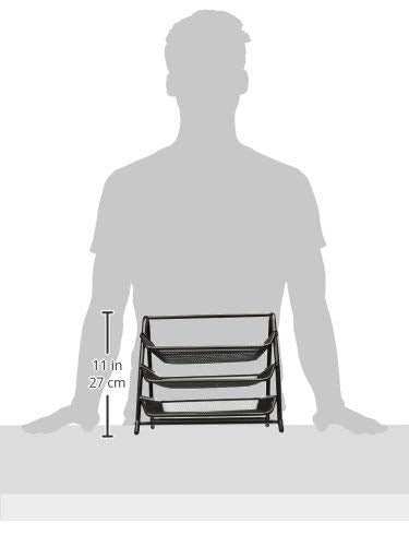 Zuvo Mesh Desk Organiser - 3 Tier Letter Tray | Black Alloy Steel | 320x240x50mm 3