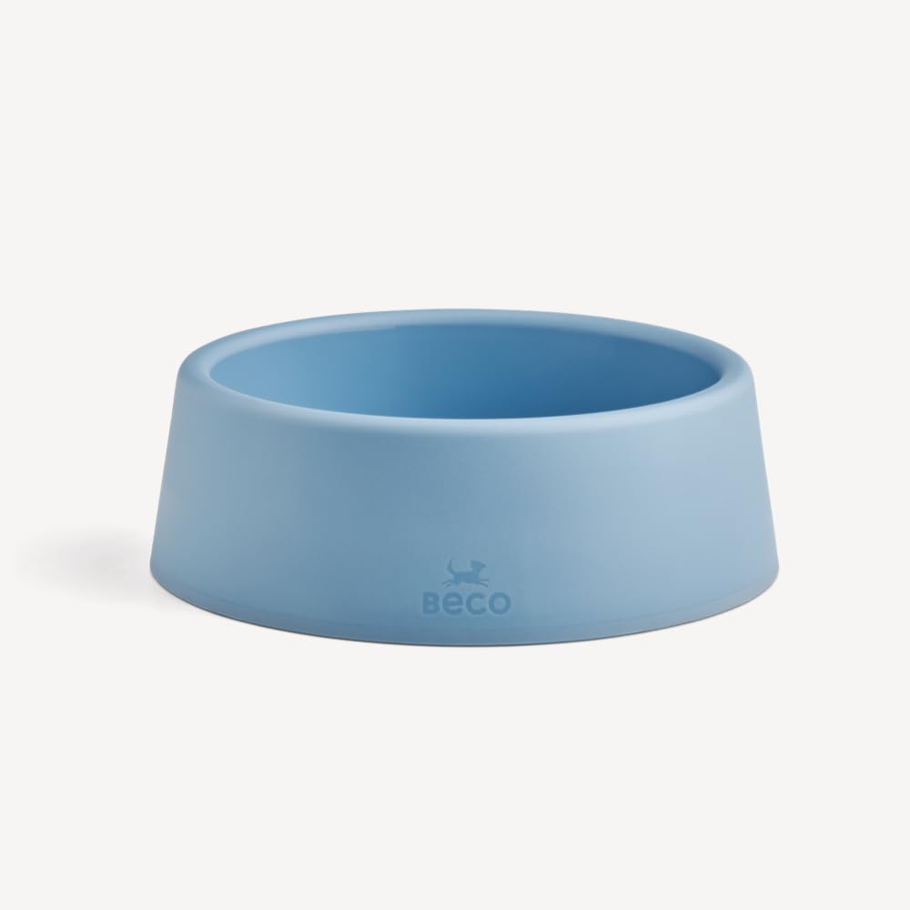 Beco Steady Dog Bowl - Recycled Plastic, Non-Slip Base | Small Size | Coastal Blue