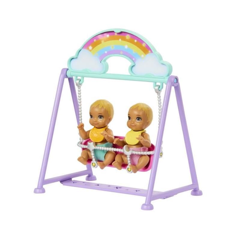 Barbie Skipper Doll & Nursery Playset with Twin Baby Dolls - Includes Rocking Crib & Accessories 4
