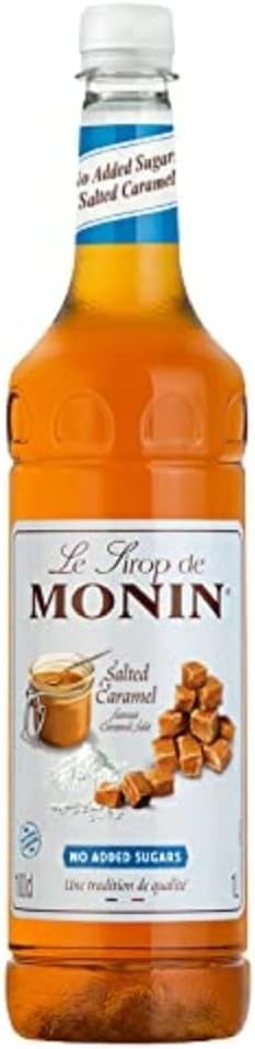 Monin Salted Caramel Sirup ohne Zuckerzusatz, 1 l – Getränkearoma für Kaffee, Cocktails und Frappés