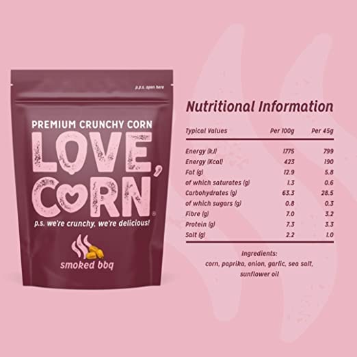 Love Corn Smoked BBQ Knusprige geröstete Maissnacks, glutenfrei, 45 g 5
