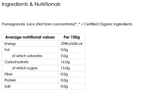 Biona Organic Pomegranate Juice - 100% Pure, Not From Concentrate | 200ml