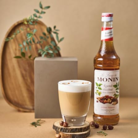 Monin Roasted Hazelnut Syrup - Intense Nutty Flavor | 700ml Glass Bottle | Vegan, Kosher