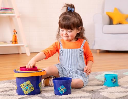 B. toys Bazillion Buckets Nesting Cups - 10 Colorful Stacking Cups for Kids 18m+ 4