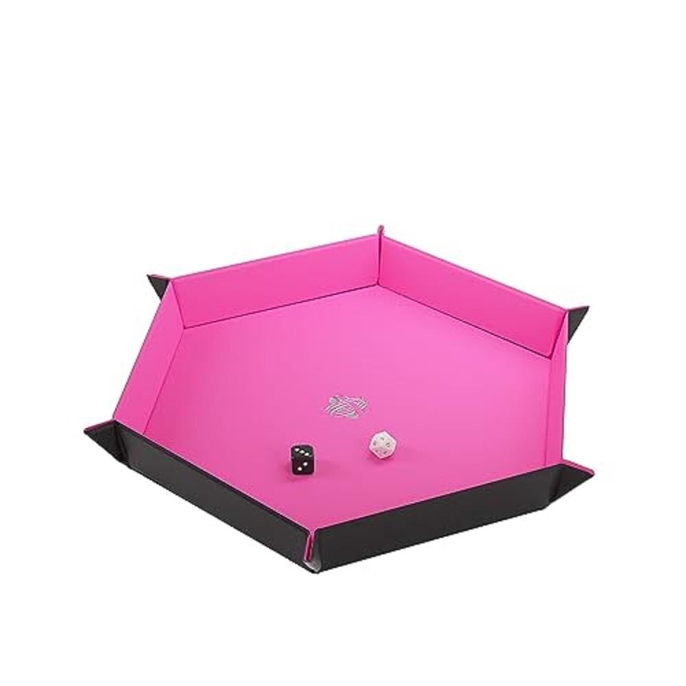 Gamegenic Magnetic Dice Tray - Reversible Black/Pink Hexagonal Design | Compact Transport 4