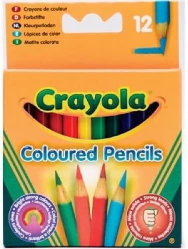 Crayola 4112 – 12 Buntstifte halber Länge, mehrfarbig, vorgespitzt, weiche, dicke Minen, ideal für Kinder ab 3 Jahren 5
