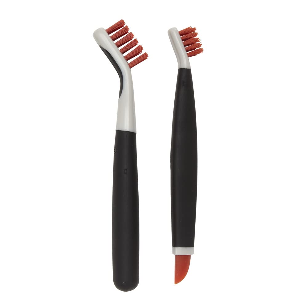 OXO Good Grips Deep Clean Brush Set - 2 Piece Set with Wiper Blade | Nylon Bristles