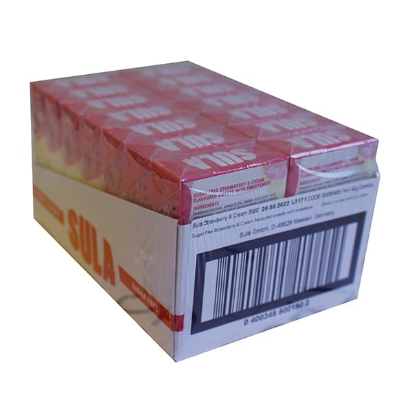 Sula Sugar Free Strawberry and Cream Sweets - 14 Pack of 42g Flip Top Boxes | Diabetic Friendly