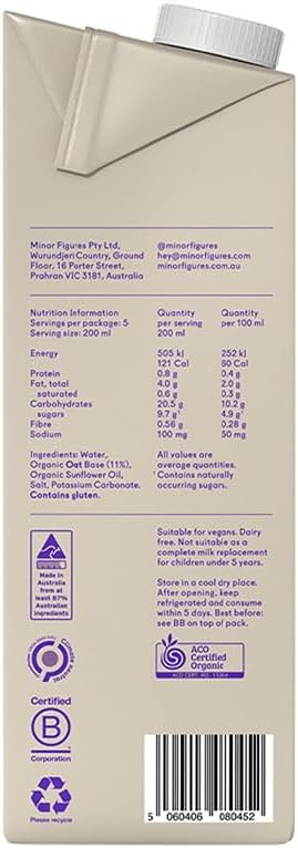 Minor Figures Organic Oat Milk Barista Standard 1L 2