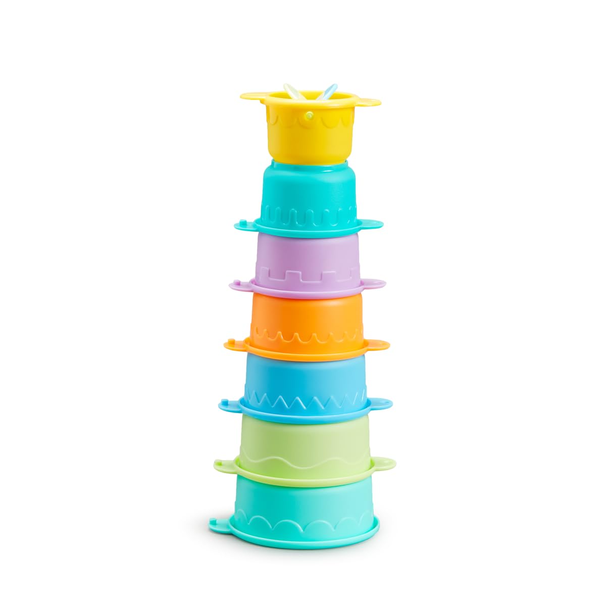Munchkin Connect-A-Cup Bath Toy Set - 7 Colorful Cups | Stacking & Linking | Ages 9+ Months