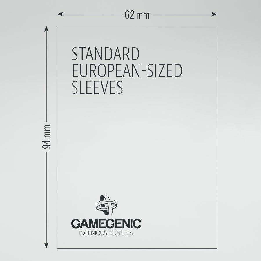 Gamegenic Prime Standard European-Sized Sleeves 62 x 94 mm (50 Count) | Clear Polypropylene | 100 Micron Thickness
