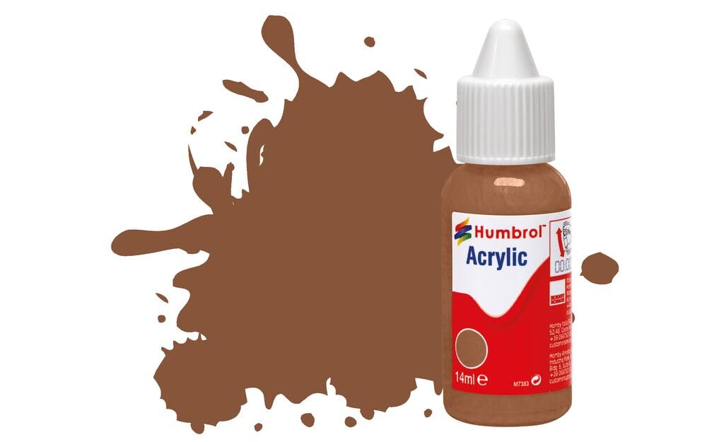Humbrol No.186 Brown Matt Acrylic Model Primer Paint 14ml | Fast-Drying