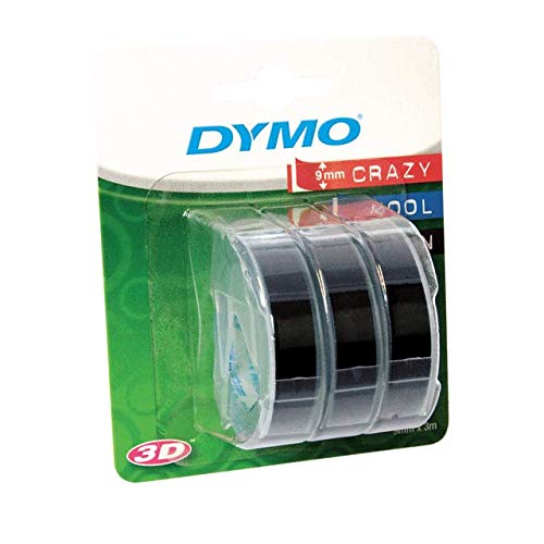 Dymo Authentic Embossing Label Tape - 9mm x 3m Rolls | White Print on Black | 3 Count 9