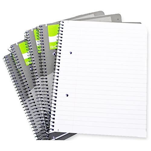 Q-Connect Executive A5+ Spiral Notebook - 80 Leaf Ruled Feint/Margin | Soft Cover | 5 Pack