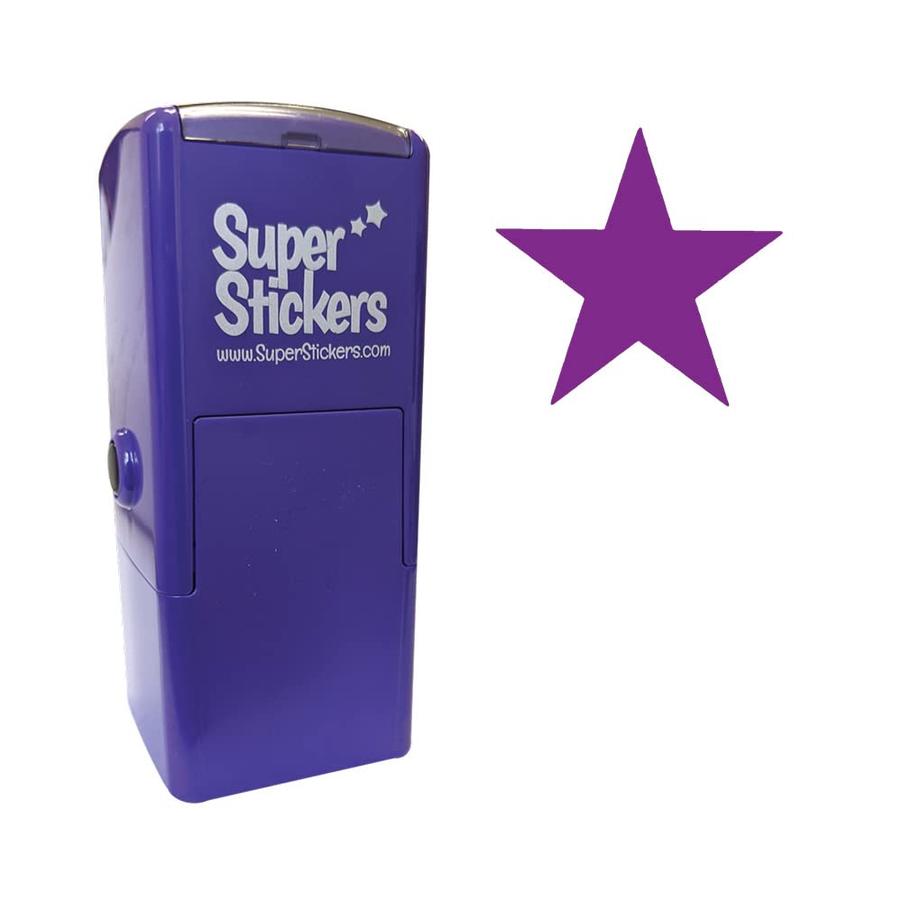 SuperStickers Pre-Inked Star Stamp - Purple Ink | 28mm Impression Size