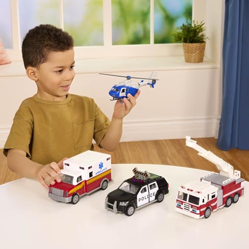 Driven by Battat – 7-Inch Rescue Helicopter Toy with Lights & Sounds, Blue 7
