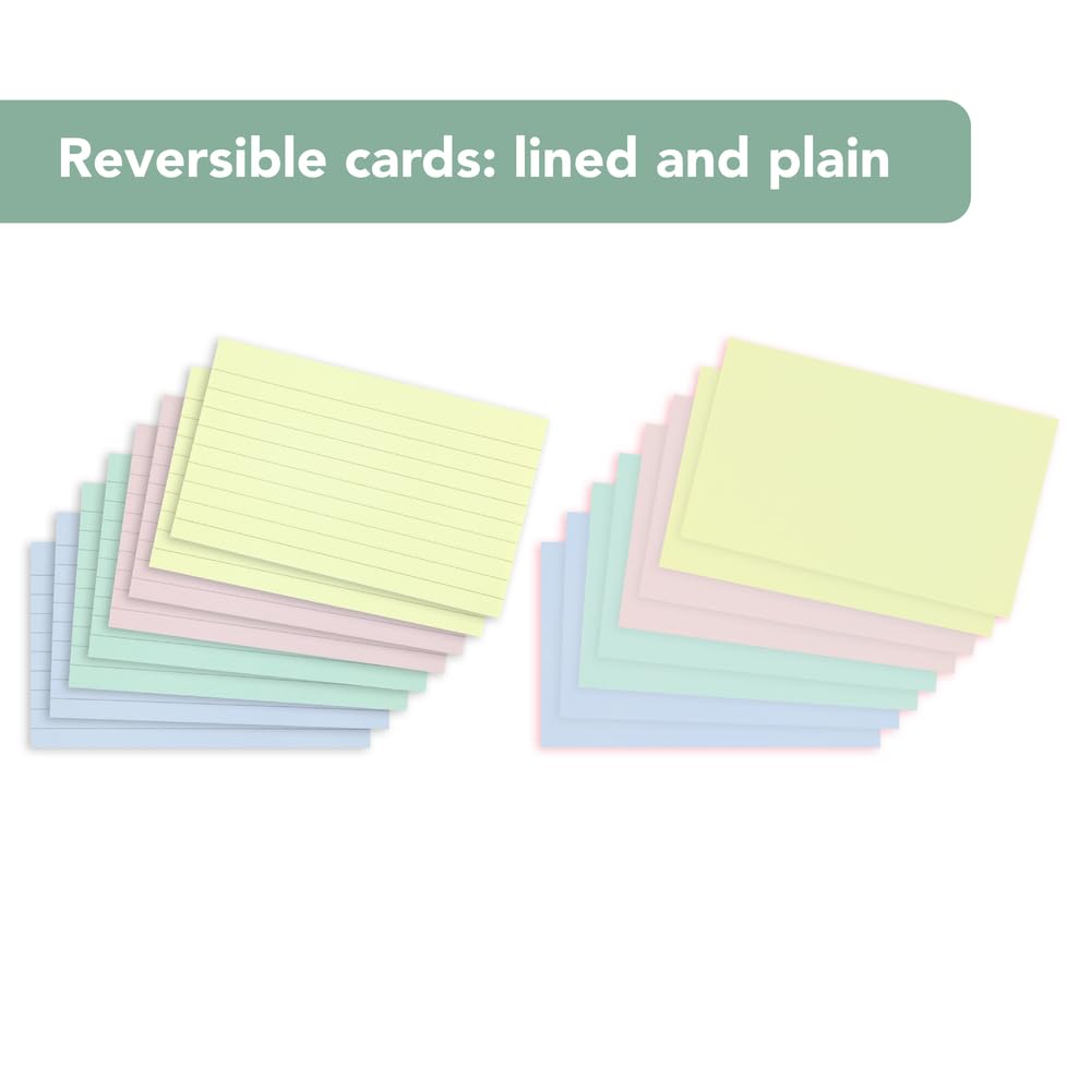 SUMMIT Index Cards - 400 Pack Lined Revision Cards | Pastel Assorted | 75 x 125 cm 5