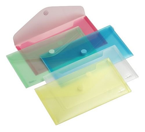 Europel Document Folders - Pack of 10 Voucher Size Envelopes with Hook & Loop Closure