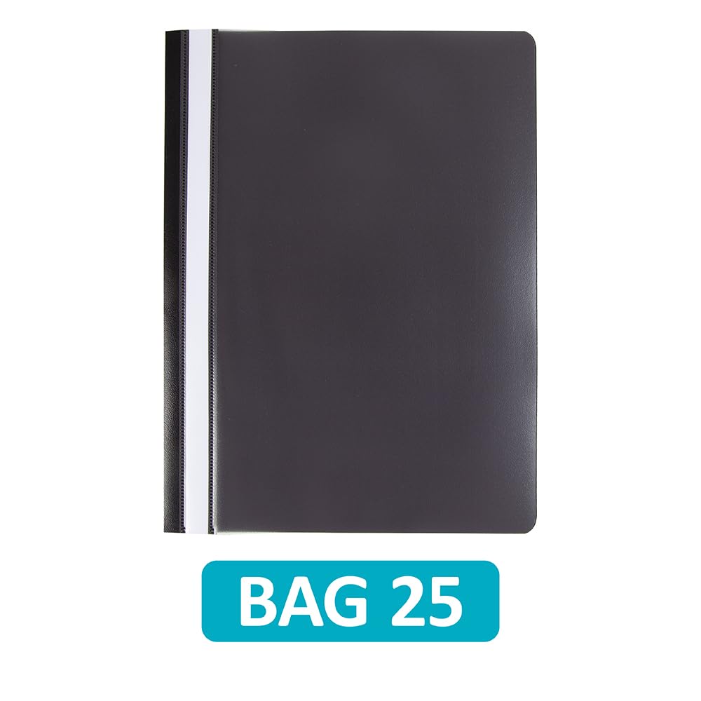 Hamelin A4 Black Polypropylene Project Folders - Pack of 25 | Durable & Lightweight | 250 Sheet Capacity
