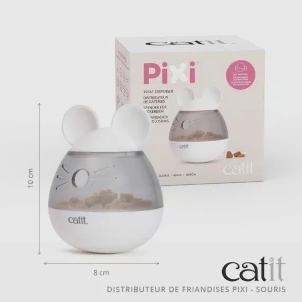 Catit Pixi Interactive Mouse-Shaped Cat Treat Dispenser | Slow Feeder Toy | Wobbles for Engagement 8