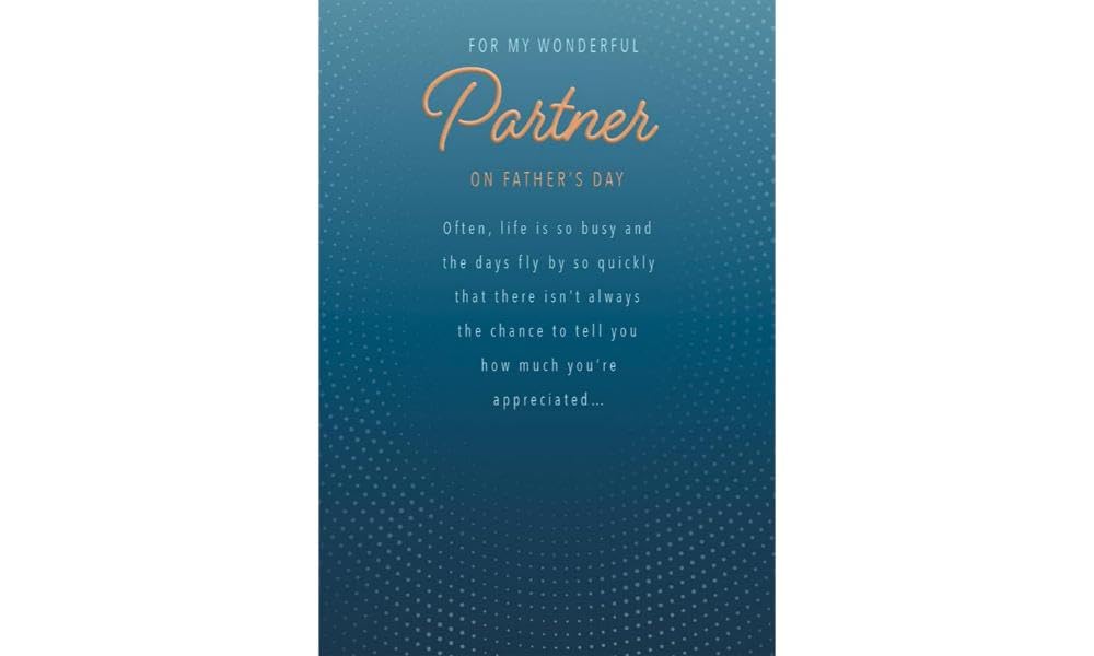 Piccadilly Greetings Father's Day Card for Partner - Blue Foil Dots | 9 x 6 Inches