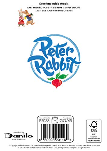 Danilo Promotions Ltd Peter Rabbit Official Age 1 Birthday Card | 7x6 inch | Unisex-Babies 4