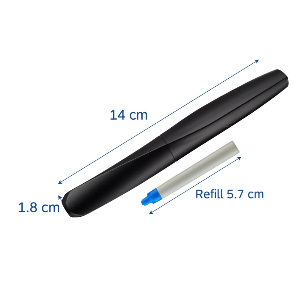 Pelikan Twist Rollerball Pen 946962 - Ambidextrous Ergonomic Design | Black Plastic | Includes 2 Blue Ink Cartridges 5
