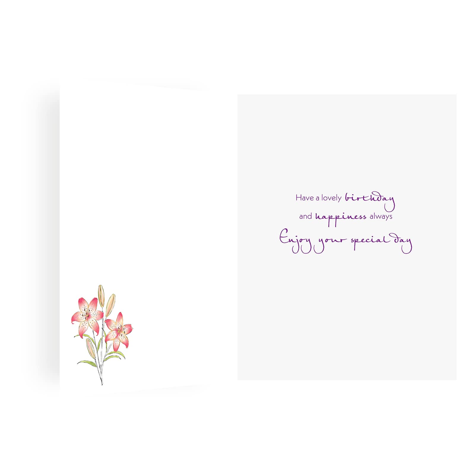 Piccadilly Greetings Traditional Birthday Card with Envelope | Lilies Design | 8 x 6 inches
