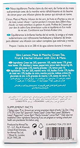 Ahmad Tea Natural Benefit Slim Infusion - Lemon, Mate & Matcha Green Tea | 20 Foil-Sealed Teabags 6