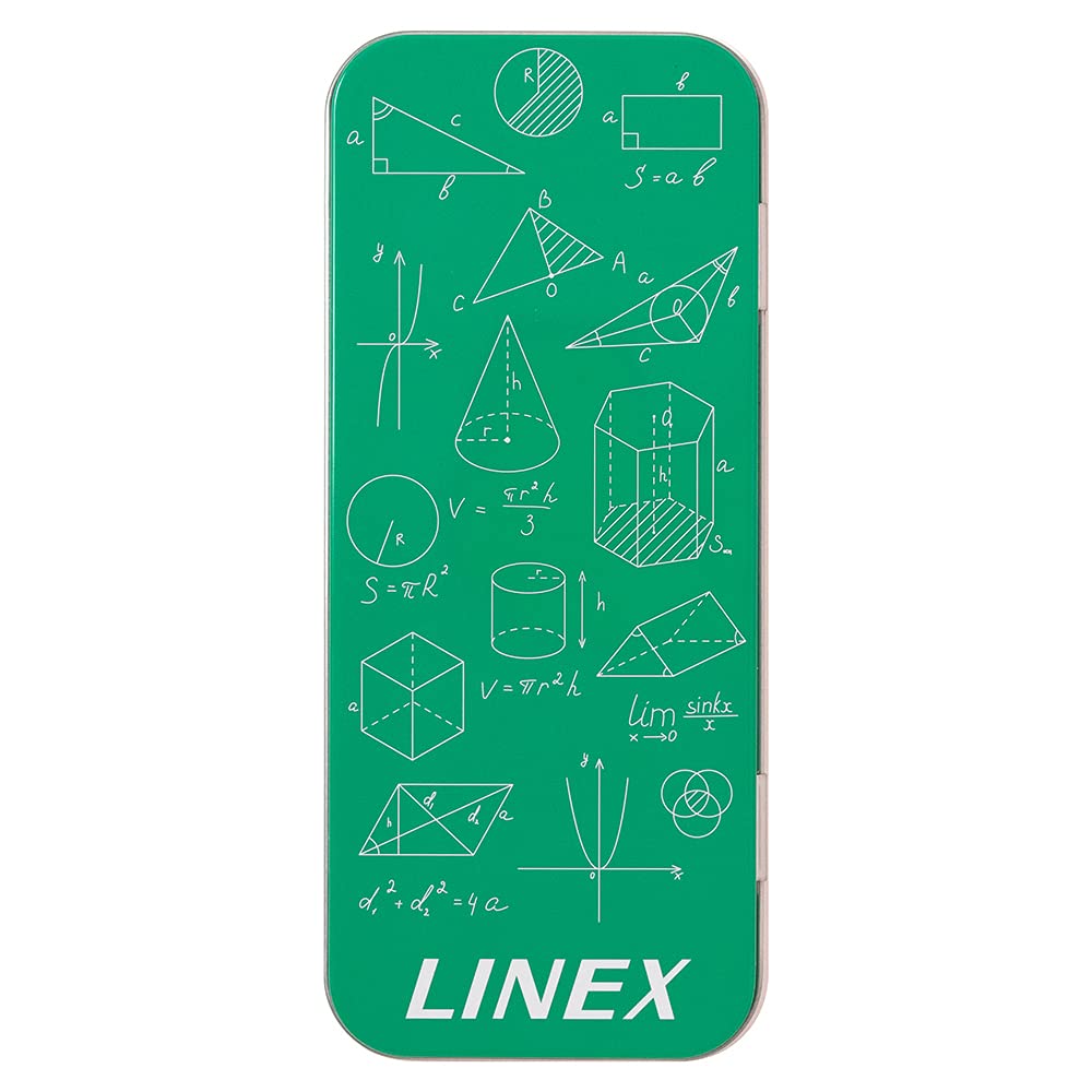 Linex Geometry Set for Students - 10 Pieces in Metal Tin | Compass, Protractor, Ruler