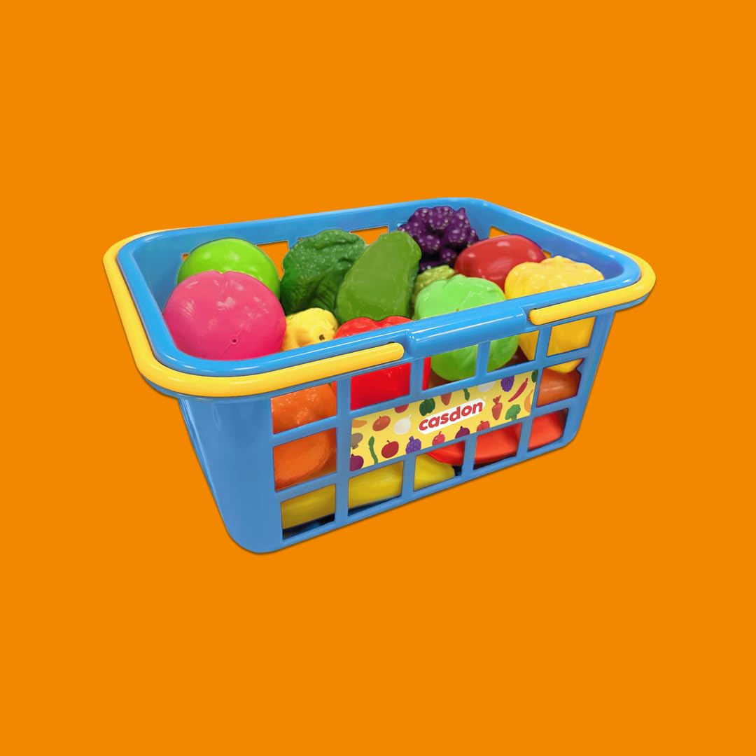 Casdon Fruit & Veg Assorted Toy Basket with 21 Pieces | Ages 2+ | Plastic 7