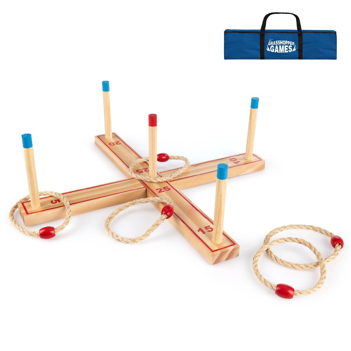 Grasshopper Games Wooden Ring Toss Game Set | FSC-Certified Wood | Indoor/Outdoor Play | Ages 3+