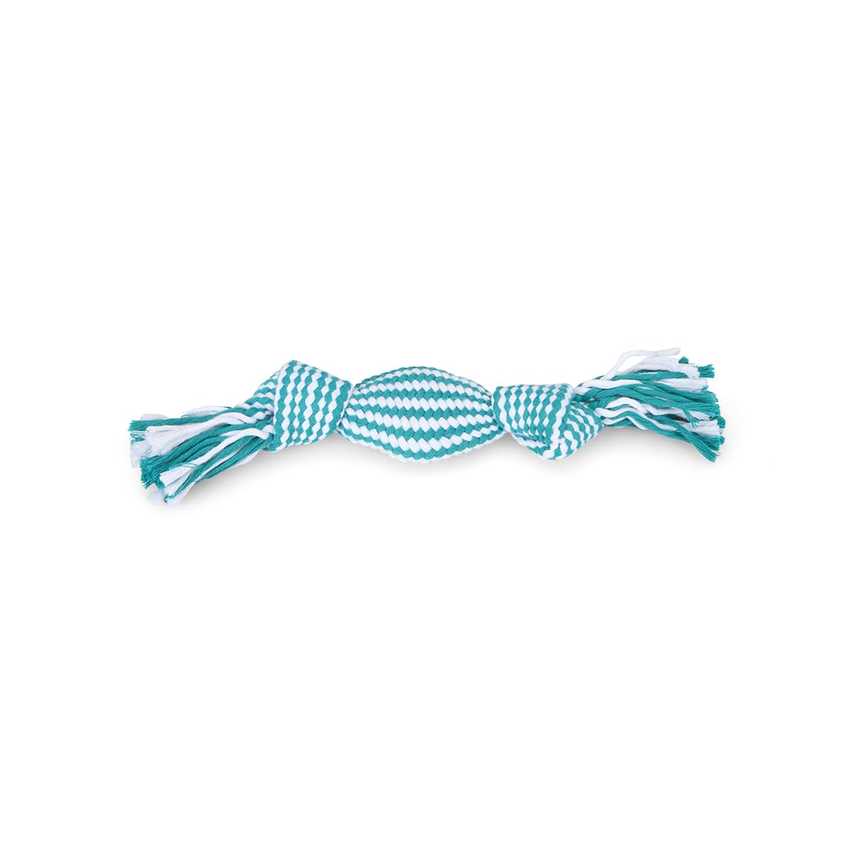 Petface Squeaky Rope Cracker Dog Toy with Built-In Squeaker for Puppies & Small Dogs | Polyester | Turquoise/White