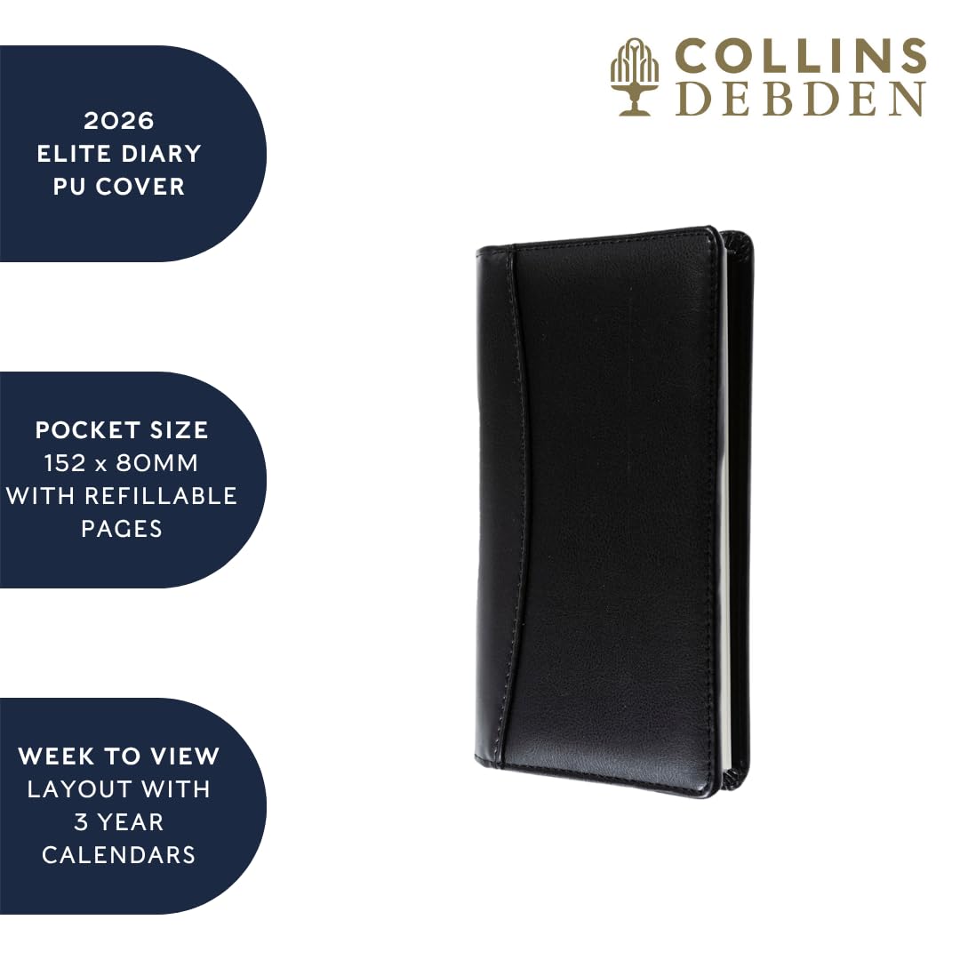 Collins Elite Pocket 2026 12 Month Appointment Book Planner | Week-To-View | 153 x 85mm 4
