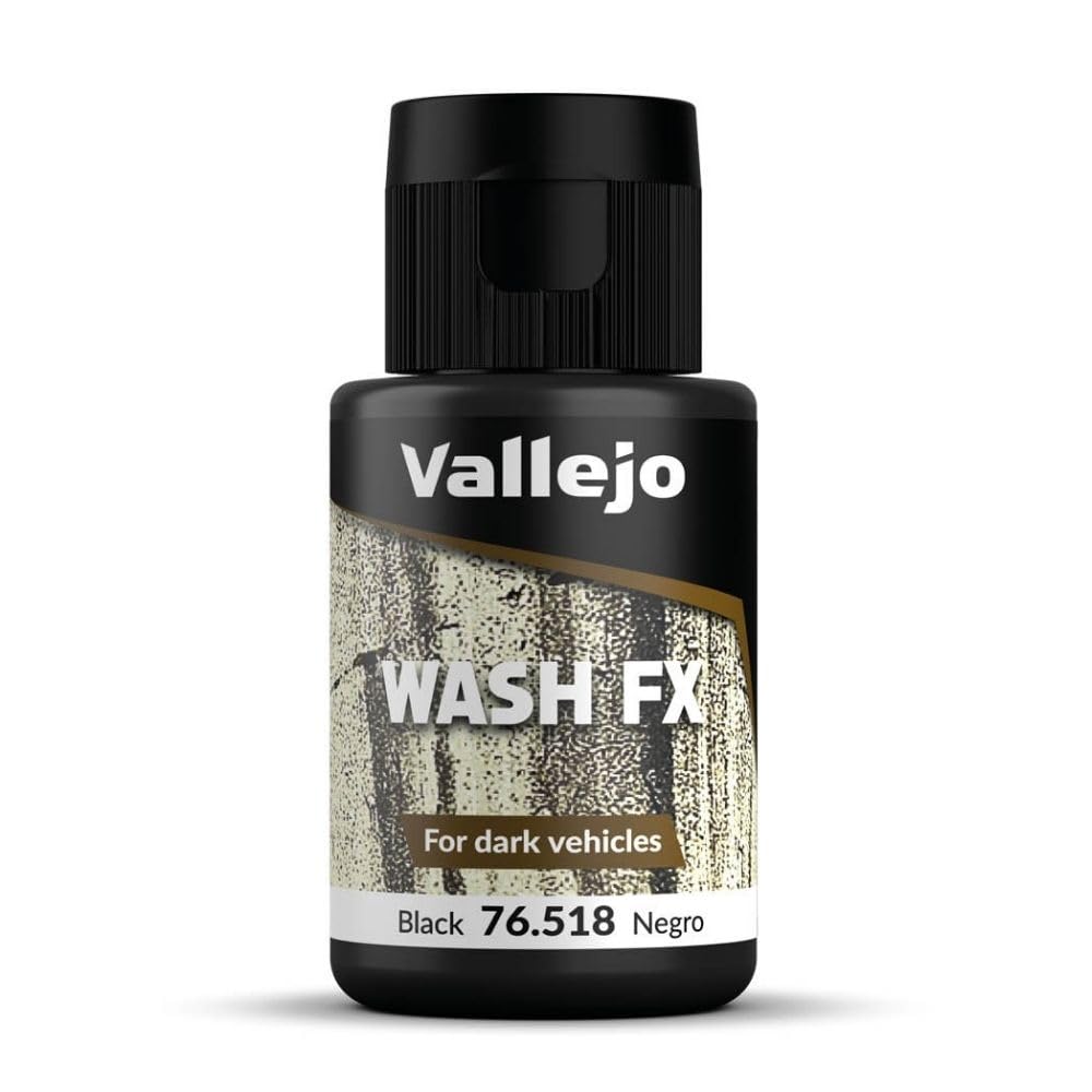 Vallejo Model Color Wash Paint - Black | 35 ml Waterbased Acrylic Liquid