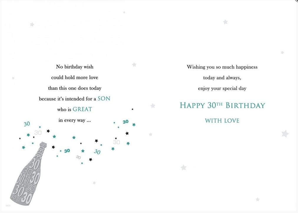 Piccadilly Greetings 30th Birthday Card for Son | 10 x 7 Inches | Green 4