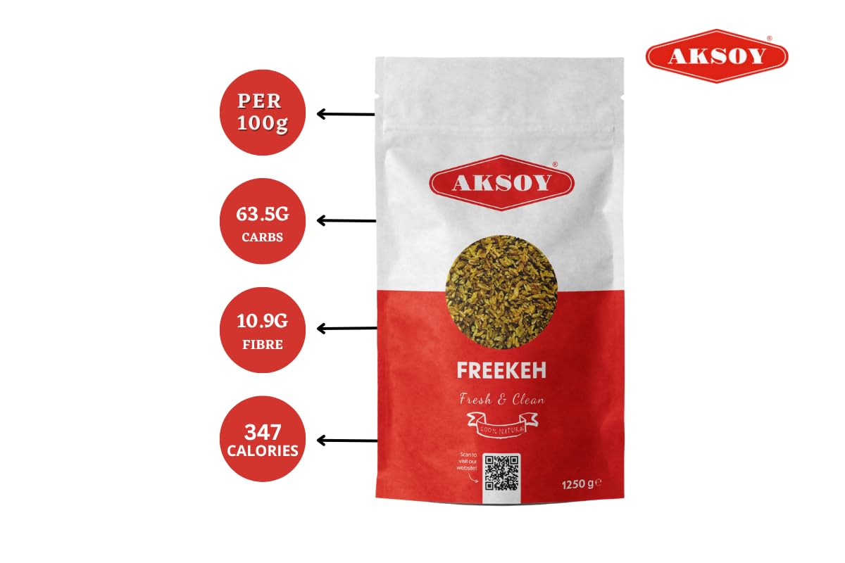 AKSOY Whole Grain Freekeh - Ancient Roasted Durum Wheat | 1.25KG 9
