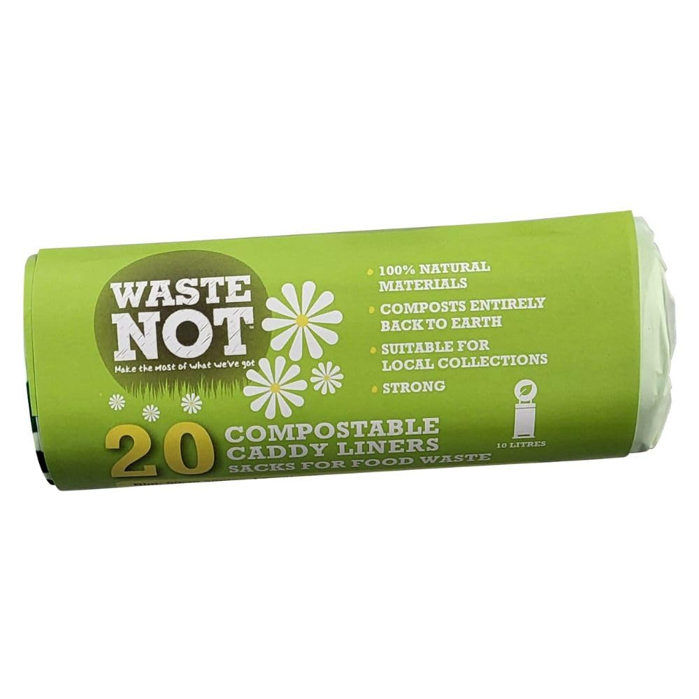 Waste Not Compostable Caddy Liners - 10L Capacity, Pack of 20, Biodegradable