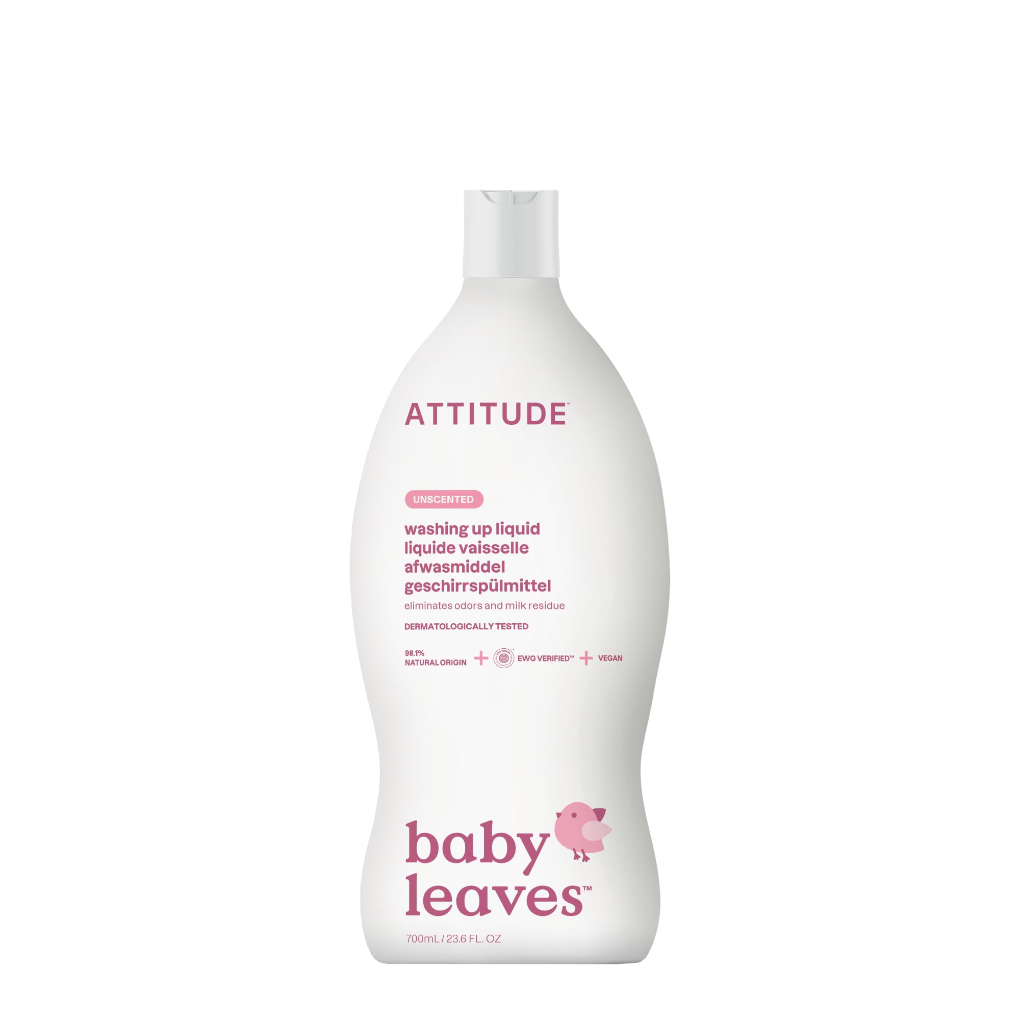 ATTITUDE Baby Washing-Up Liquid - EWG Verified, Unscented, 700 ml