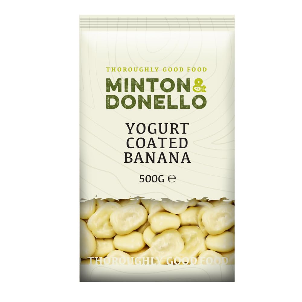 Minton & Donello Yoghurt Coated Banana Chips - 500g Bag | High Fibre | Vegetarian