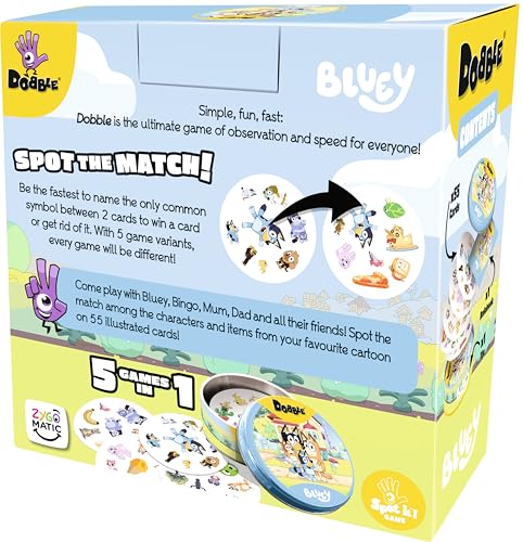 Asmodee Dobble Bluey Kinderkartenspiel für Kinder ab 4 Jahren | 2–8 Spieler | 15-minütiges Spiel 5