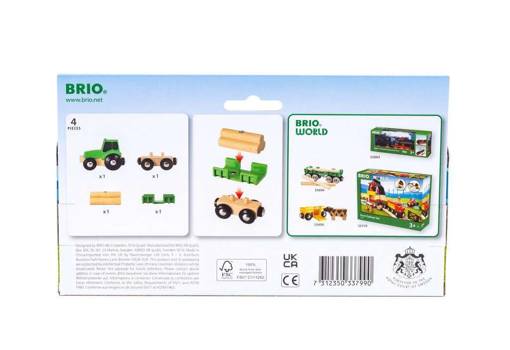 BRIO World Farm Tractor with Load - Compatible with Railway Sets | Ages 3+ | FSC Wood 3