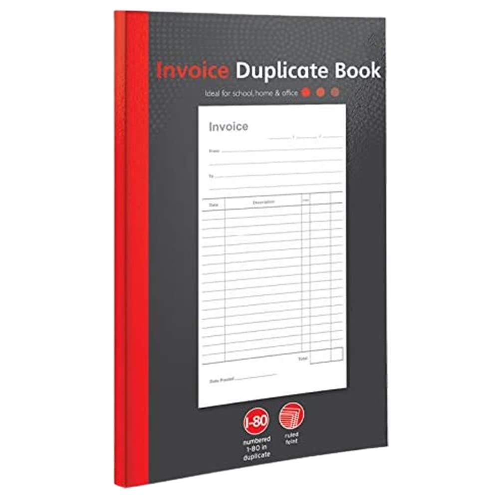 1ABOVE Duplicate Invoice Book - 1-80 Numbered Sheets | Approx A5 Size | Ruled Feint