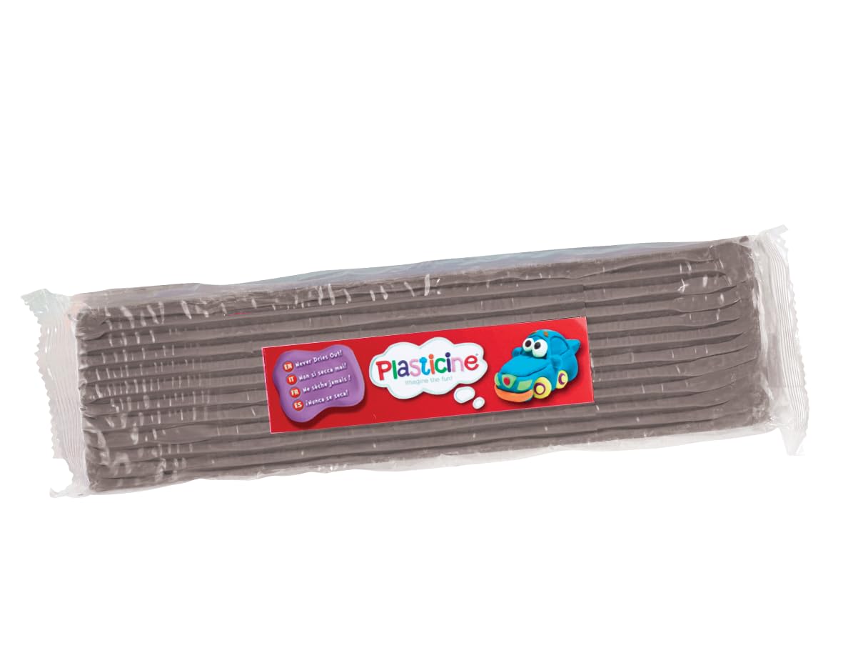 Plasticine Modelling Clay - Non-Hardening, Reusable | 400g Grey Slab 1
