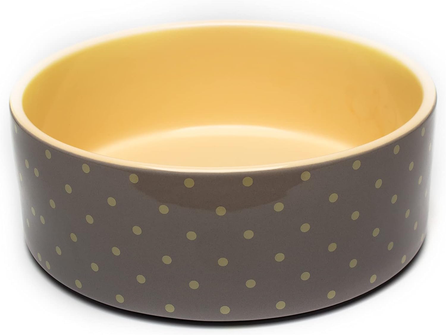Petface Grey Spots Ceramic Dog Bowl - 20 cm Diameter | Durable & Easy to Clean